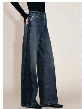 Fabrique Mia Wide Leg Two-Tone Designer Jeans